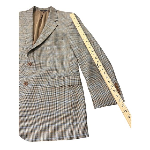 Brooks Brothers 346 Blazer Wool Houndstooth Sportscoat Tan Blue Mens 44 Long - Picture 8 of 8